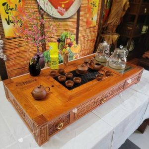 Bàn Trà Điện Gỗ Hương BK9-161 | Bếp Hút Đáy Tự Động | Không Gian Trà Đạo Thanh Tịnh