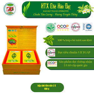 Hộp Trà Nõn Tôm Đóng Ấm Hảo Đạt 400g  (32 gói 12,5g) | Quà Tặng Đối Tác, Người Thân | Chuẩn OCOP 5 Sao, VietGAP, Xuất Khẩu